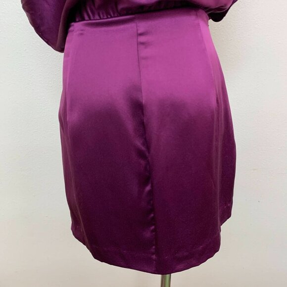 The Sei X REVOLVE Asymmetrical Draped Mini Silk Charmeuse Dress Sz 0 in Plum - Picture 6 of 10